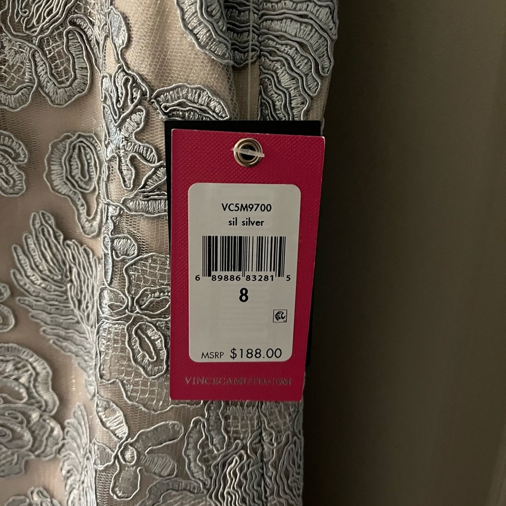 Vince Camuto Silver-Grey Gold Lining Holiday Dress w/ tag